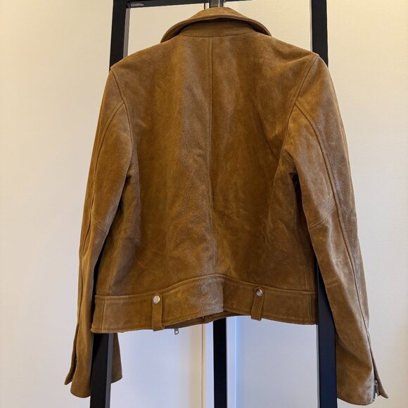 Madewell Tan Suede Leather Zip Motorcycle Jacket Women Size XL - Picture 8 of 8